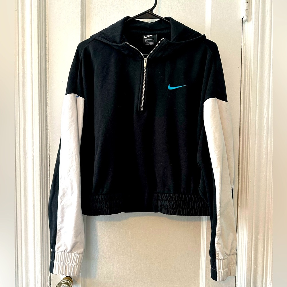Nike Hooded Sweatshirt 3/4 Zip Adjustable Drawstring Waist Size Large